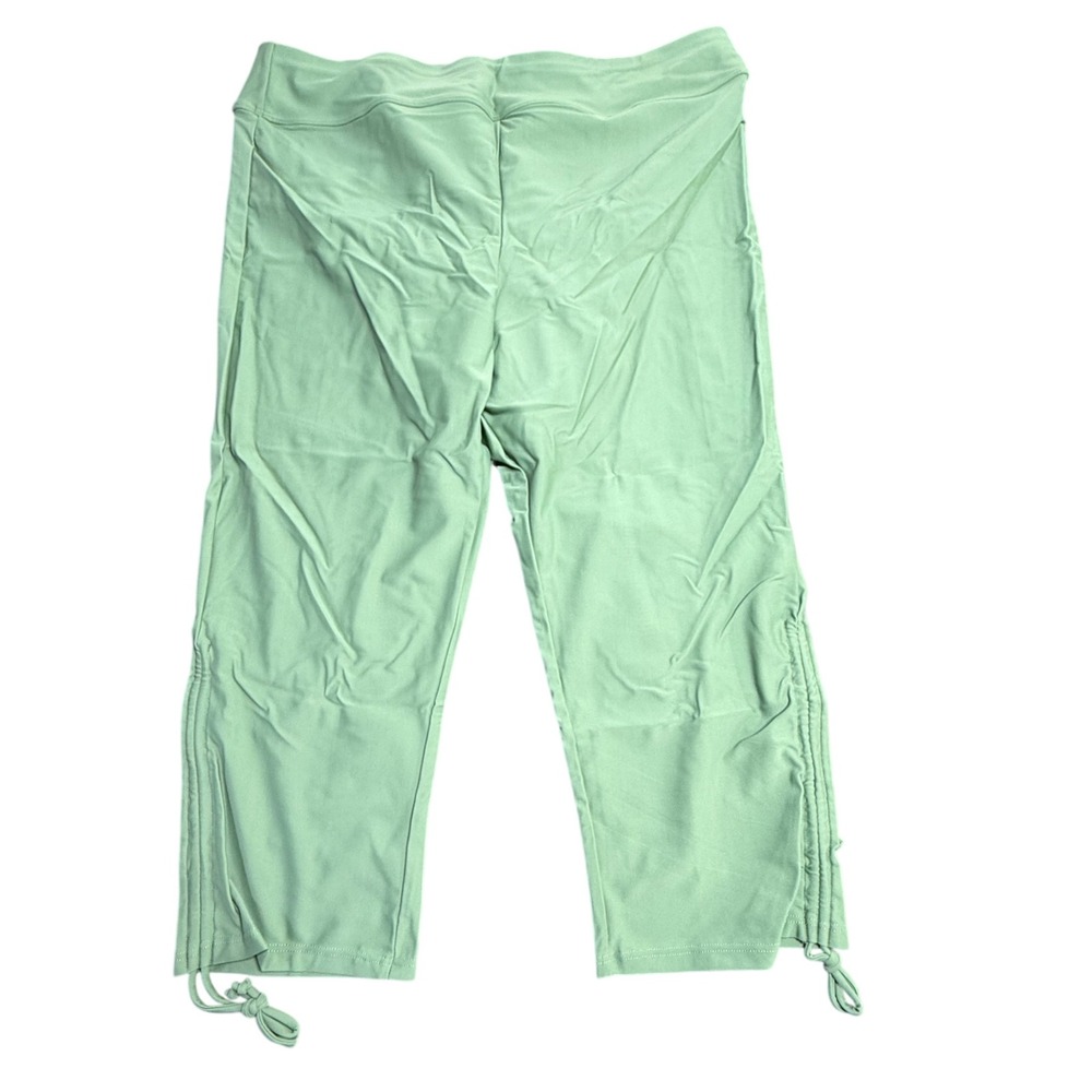 HOLIPICK Capri Leggings Activewear Drawstring Side Green Size 1X 16W‎